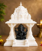 House Warming Gifts for New Home | Ganesha Temple Mandap Decorative Showpiece for Home Decor | House Opening Ceremony Gifts | Spiritual Pooja Decoration Item | 3D Printed (White & Black)