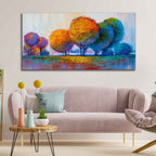 VIBECRAFTS Canvas Paintings for Living Room Drawing Room Canvas Wall Painting of Beautiful Colorful Trees for Home|Office|Gift(PTVCH_2397)(48 x 24 Inches)