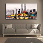 VIBECRAFTS Canvas Paintings for Living Room Drawing Room Abstract Wall Painting of A New York City Skyline Fitted with Wooden Frame for Home|Office|Gift(PTVCH_2272N)