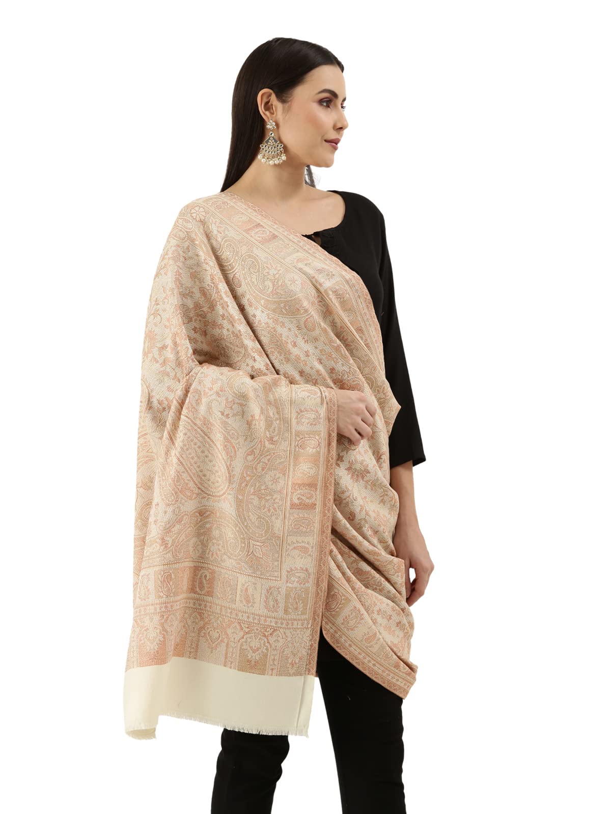 Pashmoda Women Dil-kash Kashmiri Royal Paisley Design Jamawar Shawl (Size: 101 X 203 Cms)