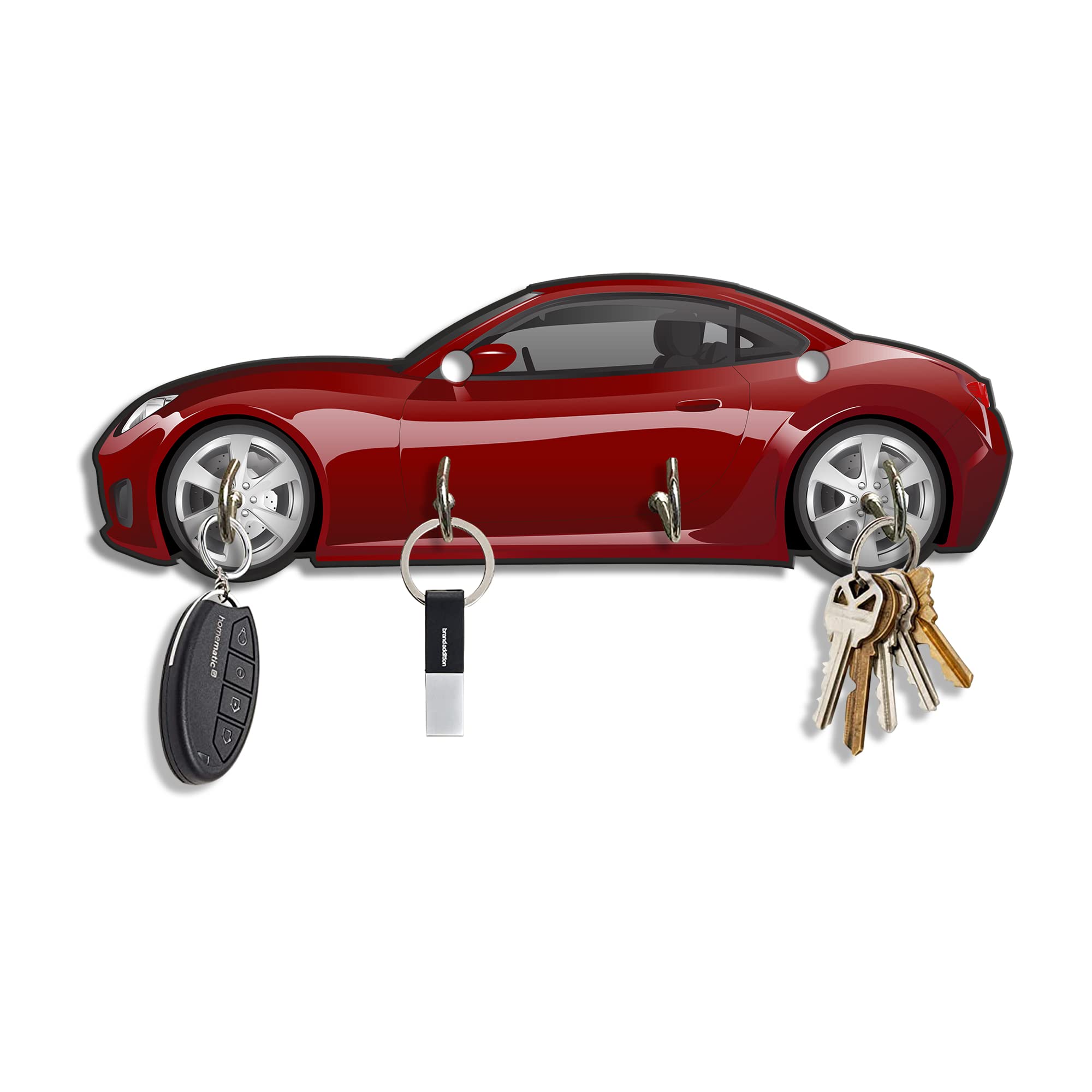 Artvibes Unique Stylish Wooden Key Holder for Wall Decor with Stylish Stainless Steel 5 Hooks Beautiful Key Organizer for Home Decoration(KH_804N)