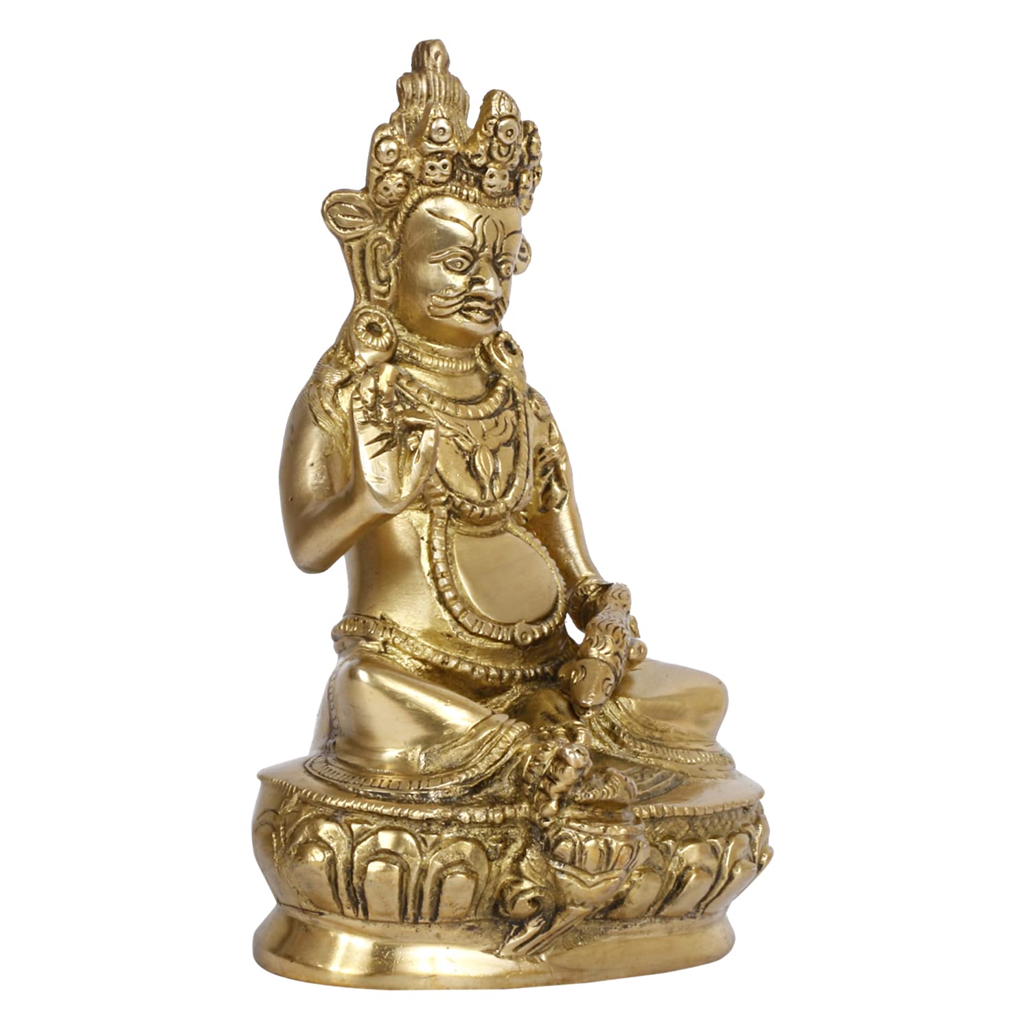 ARTVARKO Brass Kuber Maharaj Idol Statue God Murti for Locker Diwali Pooja Puja Kuvera Lord of Wealth Prosperity and Money Treasurer 8 Inch