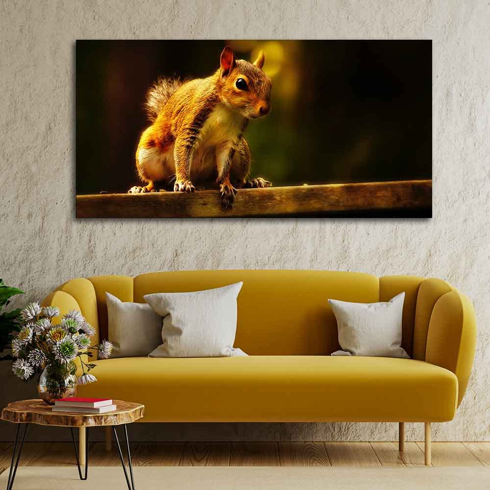 VIBECRAFTS Canvas Paintings for Living Room Drawing Room Squirrel In The Dark Forest Premium Wall Painting Fitted with Wooden Frame for Home | Office | Gift (PTVCH_2324)