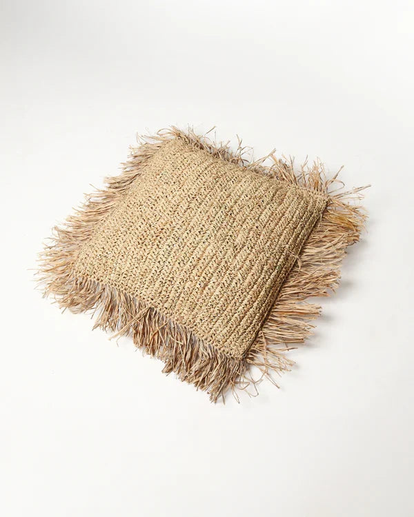 Handcrafted Raffia Cushion for Sofa, Chair, and Home Decor
