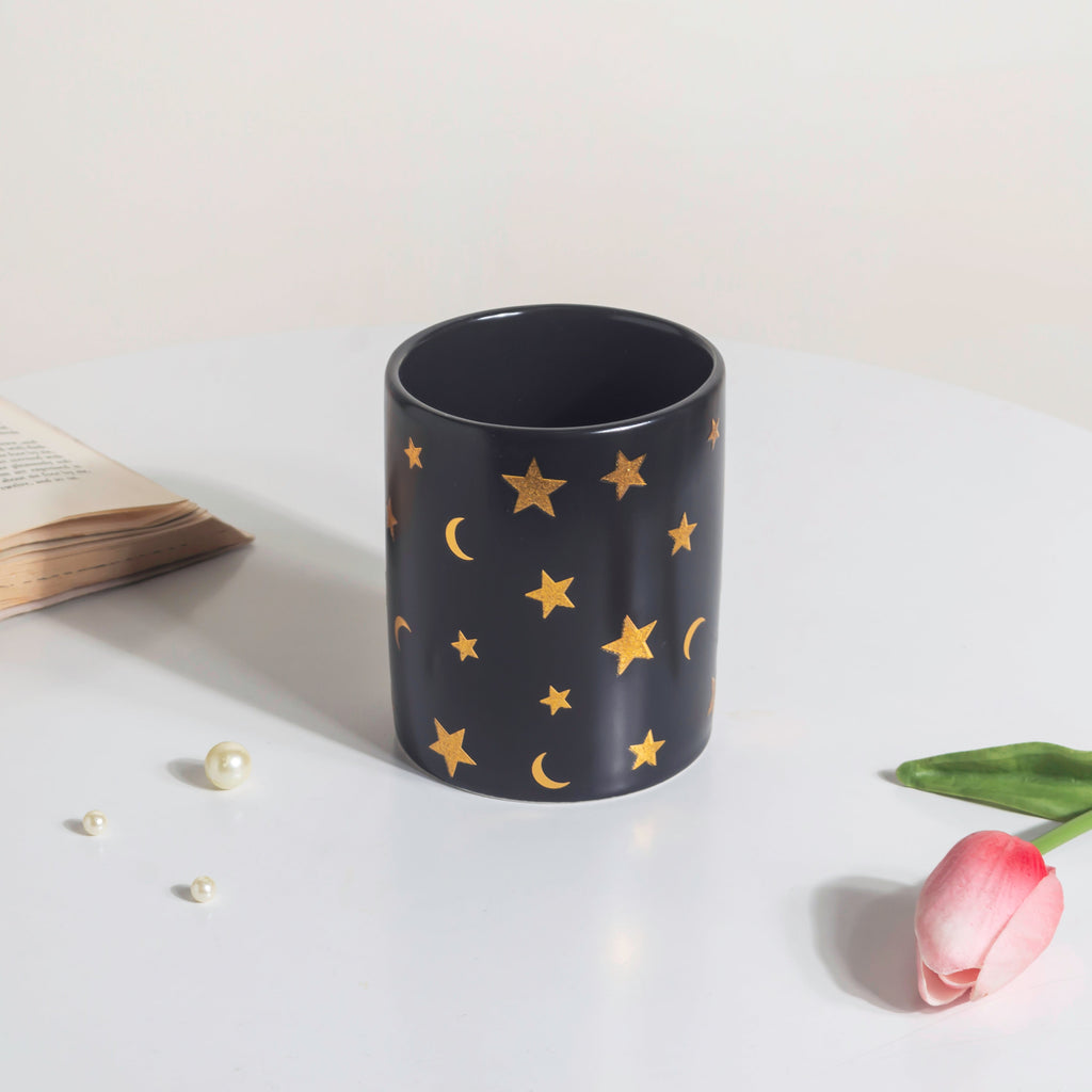 Stars and Moons Black Ceramic Organiser Nestasia
