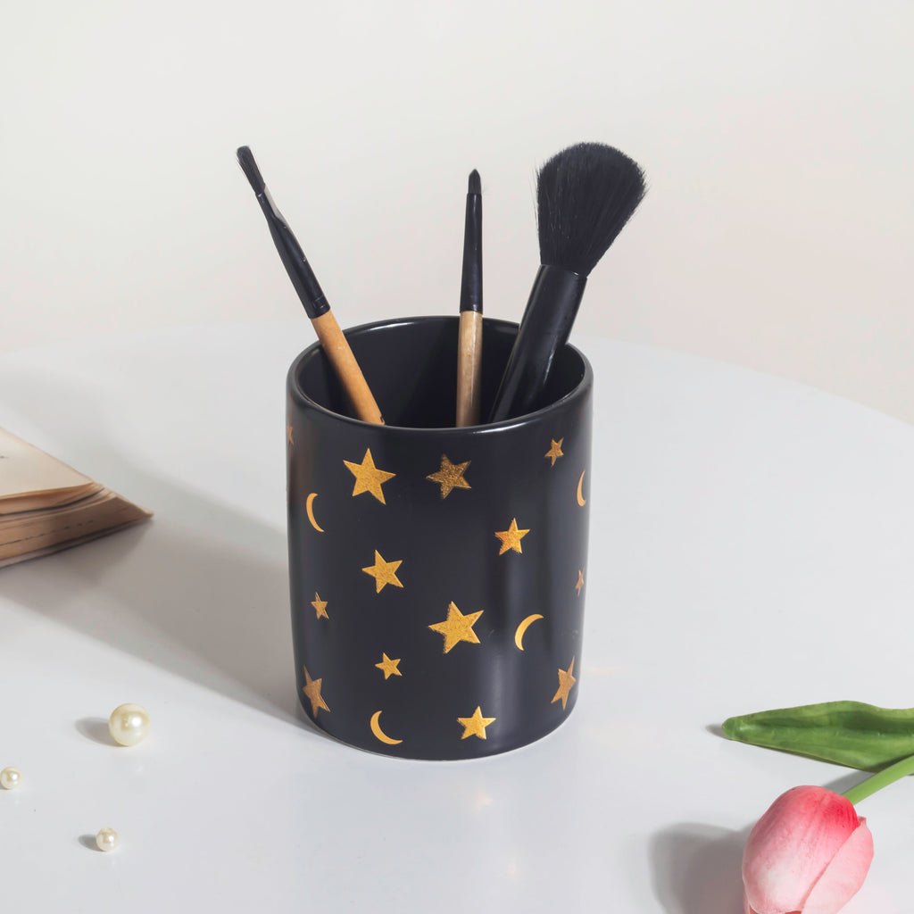 Stars and Moons Black Ceramic Organiser Nestasia