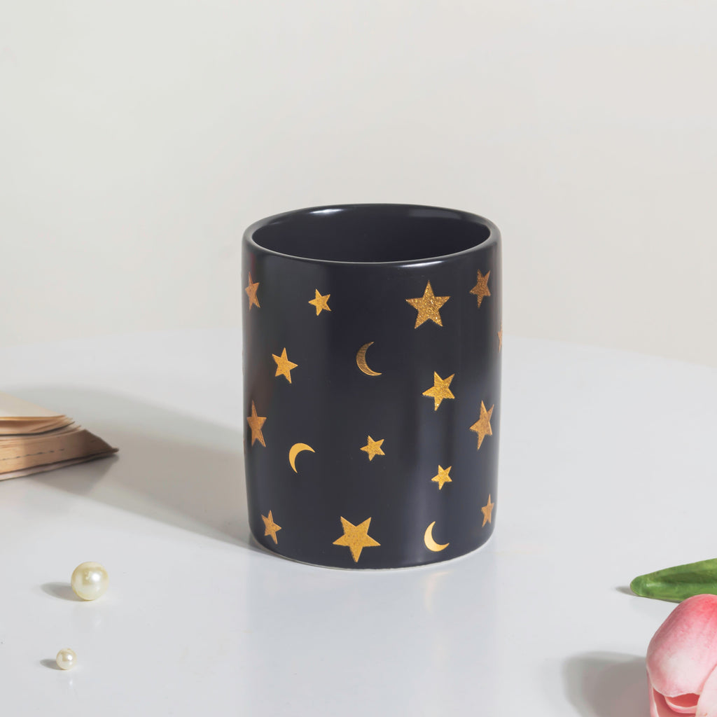 Stars and Moons Black Ceramic Organiser Nestasia