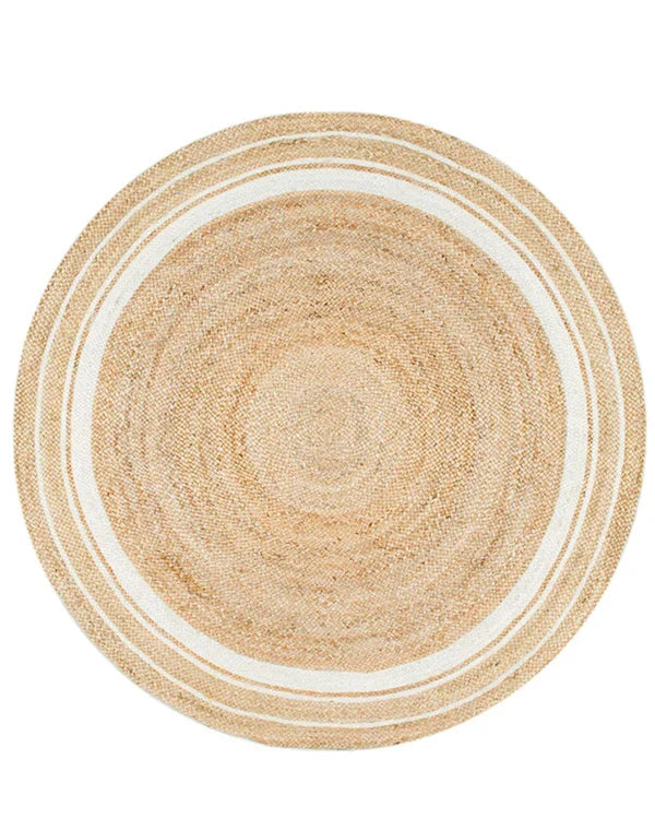 Natural White Round Jute Carpet For Living Room