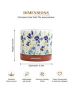 Floral Print Terracotta Planter with Under Plate (Multicolour)