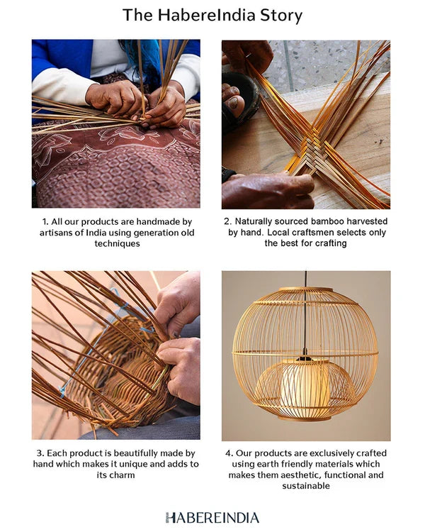 Handmade Bamboo Hanging Lamp for Bedroom and Living Room