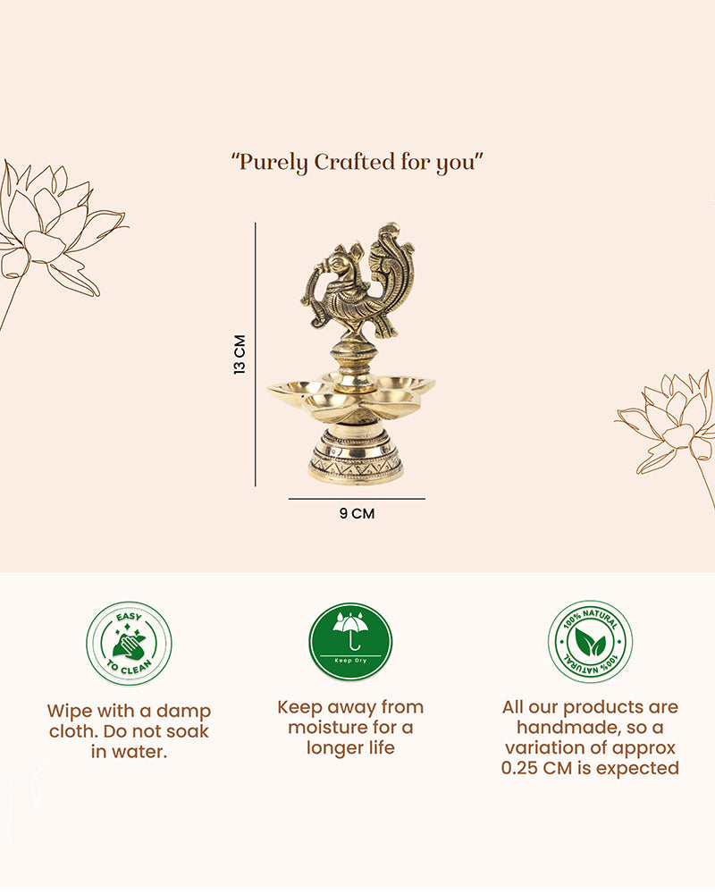 Decorative Brass Peacock Diya Perfect for Pooja and Festive Decor