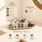 Brass Silver Plated Twin Bowl Set with Lids And Tray (3 Inch) Vedansh Craft