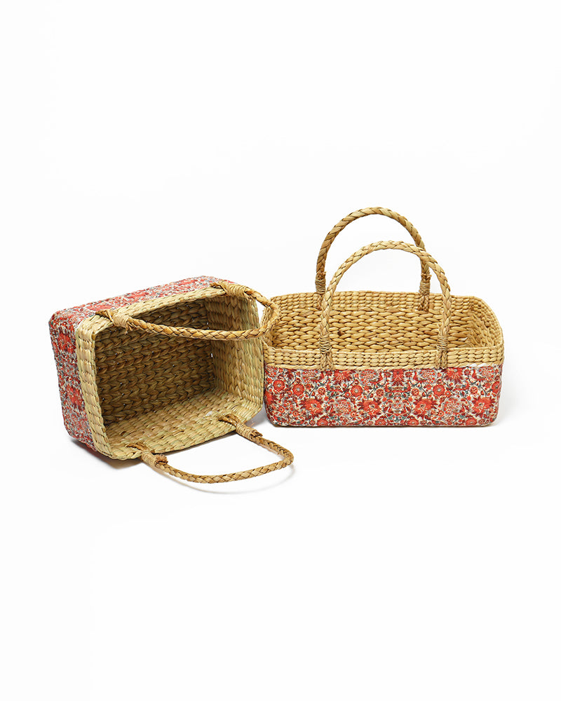 Eco-Friendly Seagrass Set of 2 Basket for Fruits, Vegetables, and Stylish Home Display