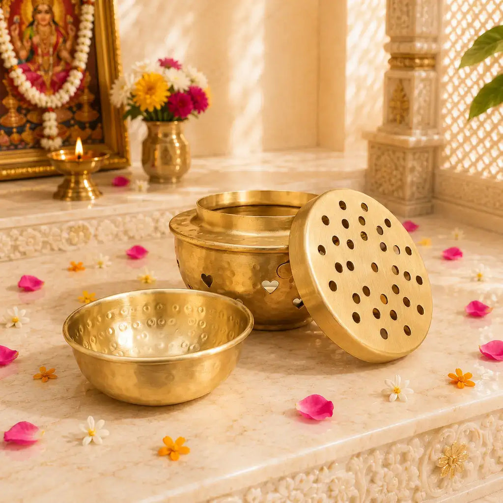 Brass Dhoop Dani & Incense Holder (5.5 Inch) Vedansh Craft