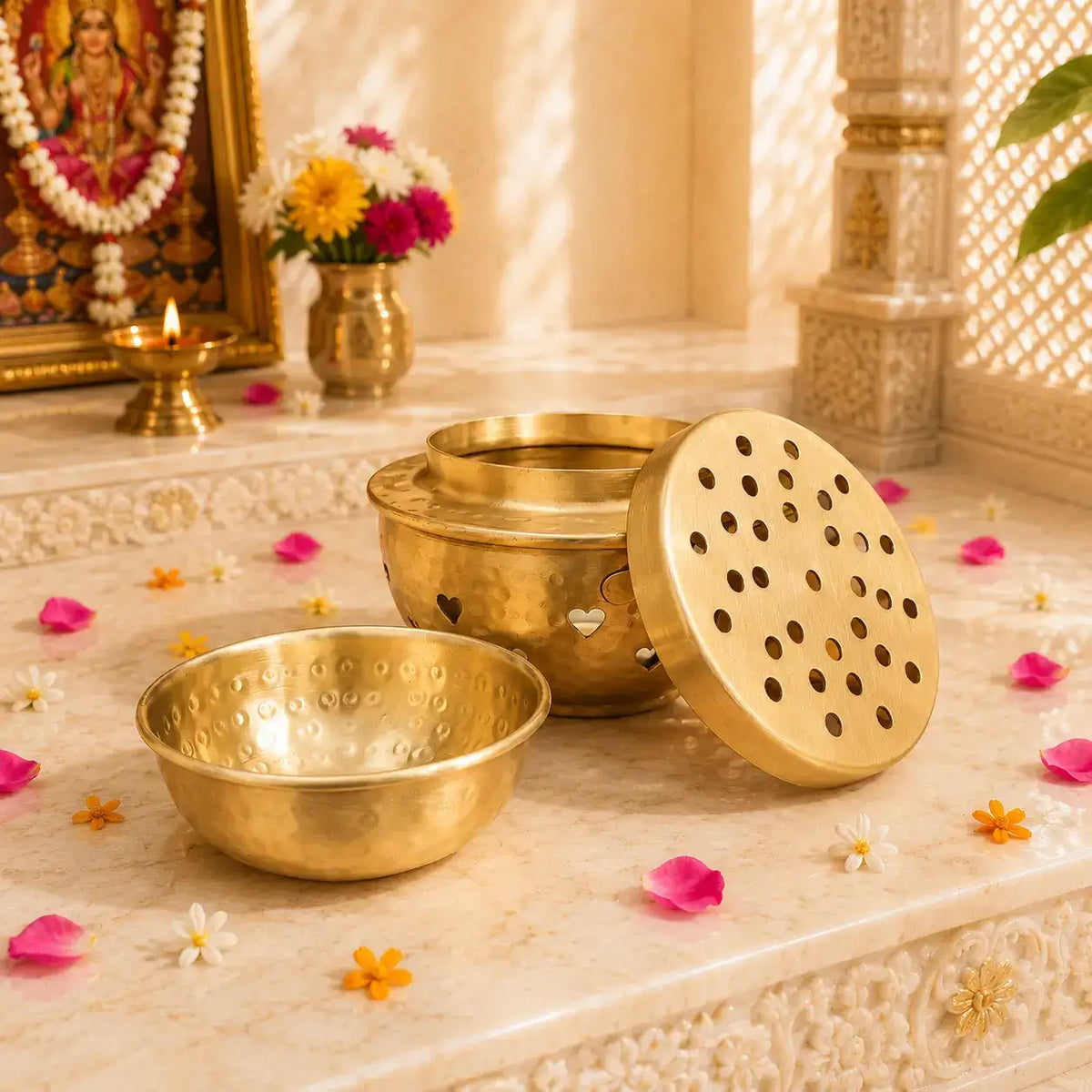 Brass Dhoop Dani & Incense Holder (5.5 Inch) Vedansh Craft