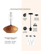 Handmade Wicker Ceiling Light for Home Decor and Lounge