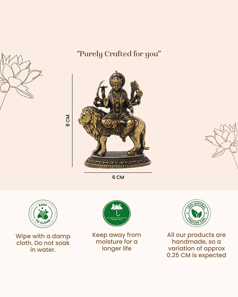 Pure Brass Durga Idol Figurine for Devotion and Spiritual Corners