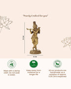 Pure Brass Krishna with Flute Idol for Home Temple and Pooja Room