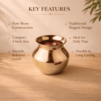 Brass Pooja Kalash (3 Inch) Vedansh Craft