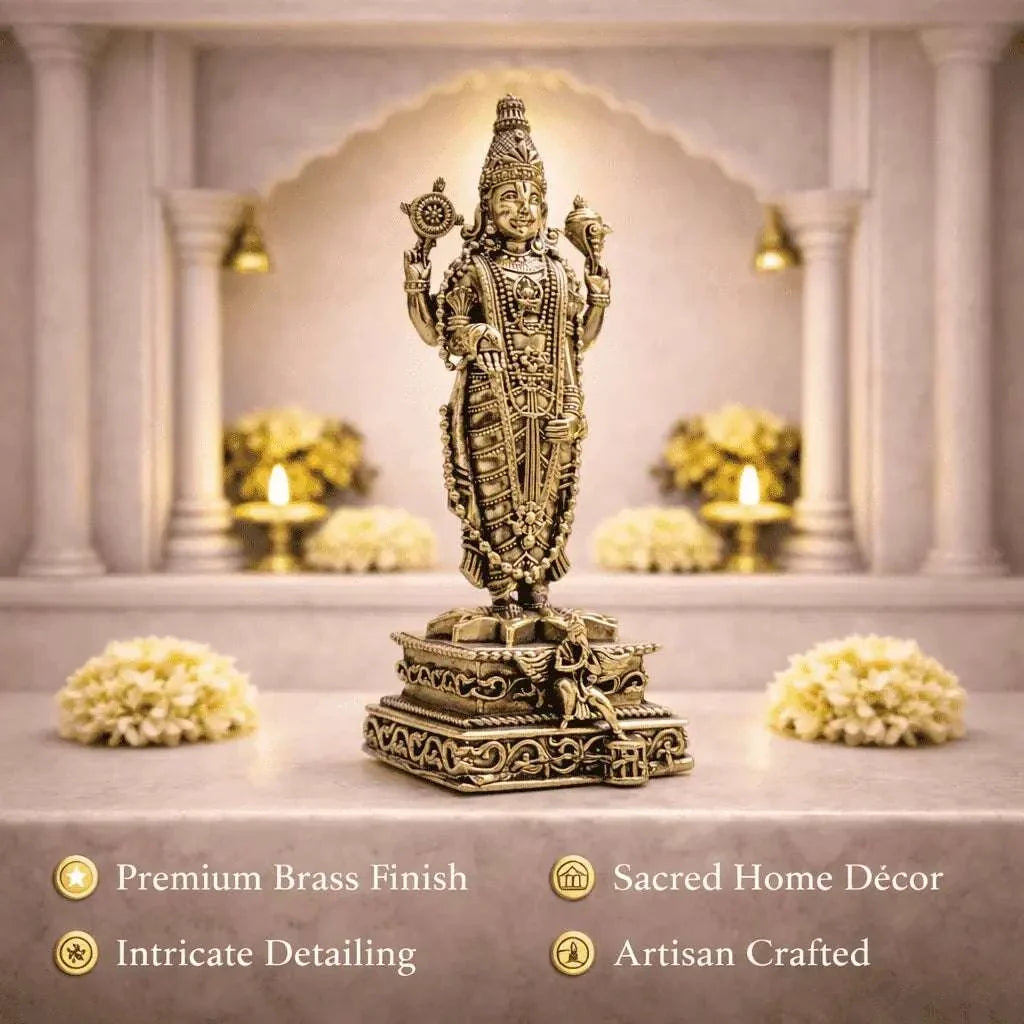 Brass Tirupati Balaji/Venkateshwar Standing Lightweight Statue (6 Inch) Vedansh Craft