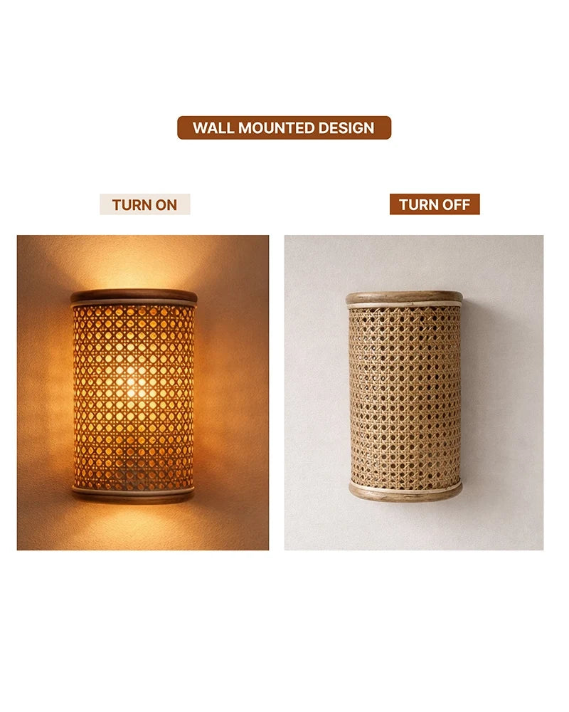 Artistic Rattan Wall Decor Light for Cafe and Restaurant