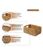 Water Hyacinth Versatile Organizing Storage Baskets for Kitchen, Shelf, and Home Use