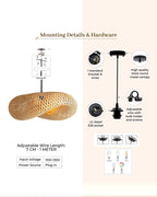 Rustic Bamboo Hanging Lamp for Home Decor and Hall
