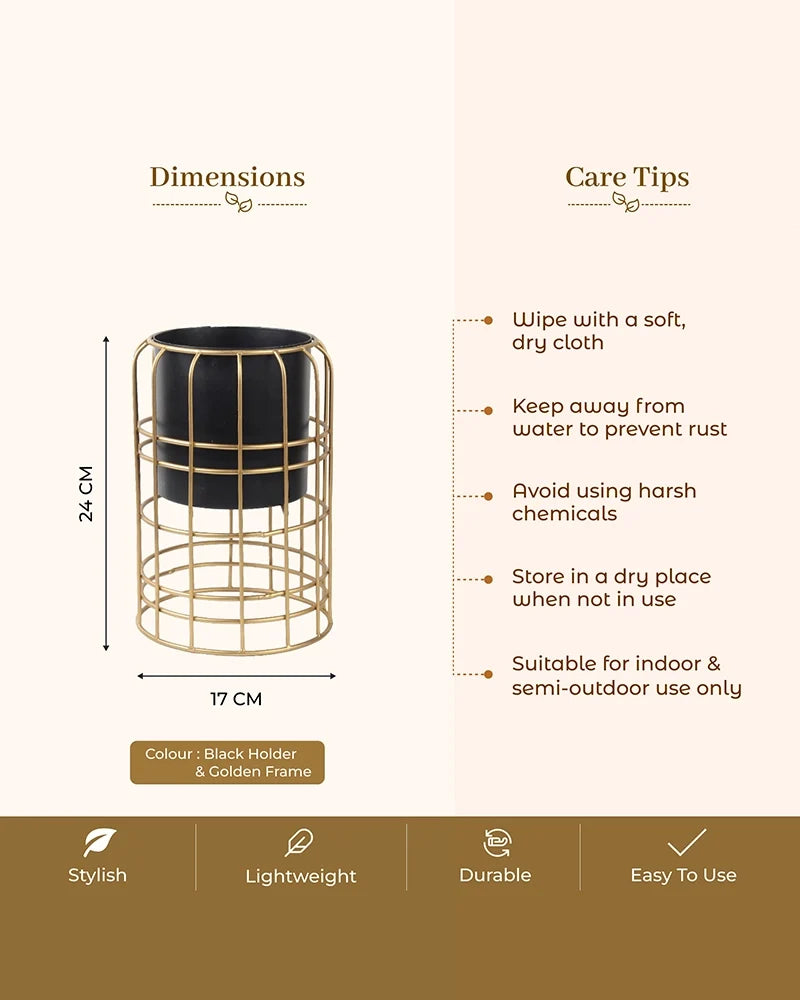 Decorative Metal Plant Pot with Stand for Home & Balcony Garden