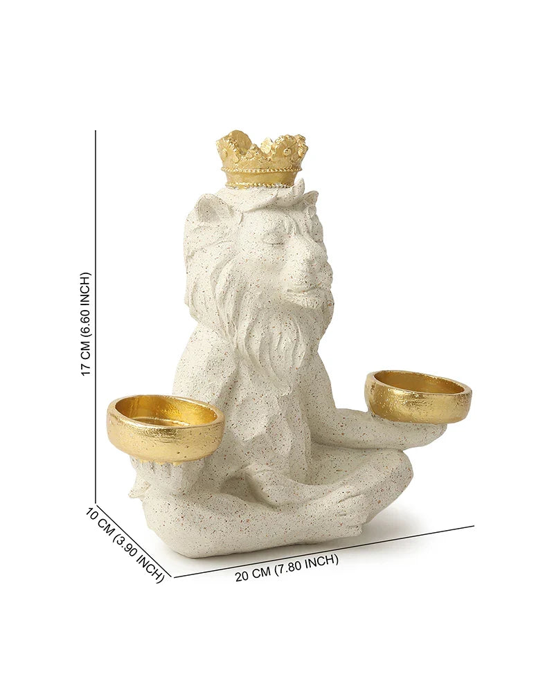 Polypropylene Yoga Lion Tealight Figurine for Living Room Decor and Gifting
