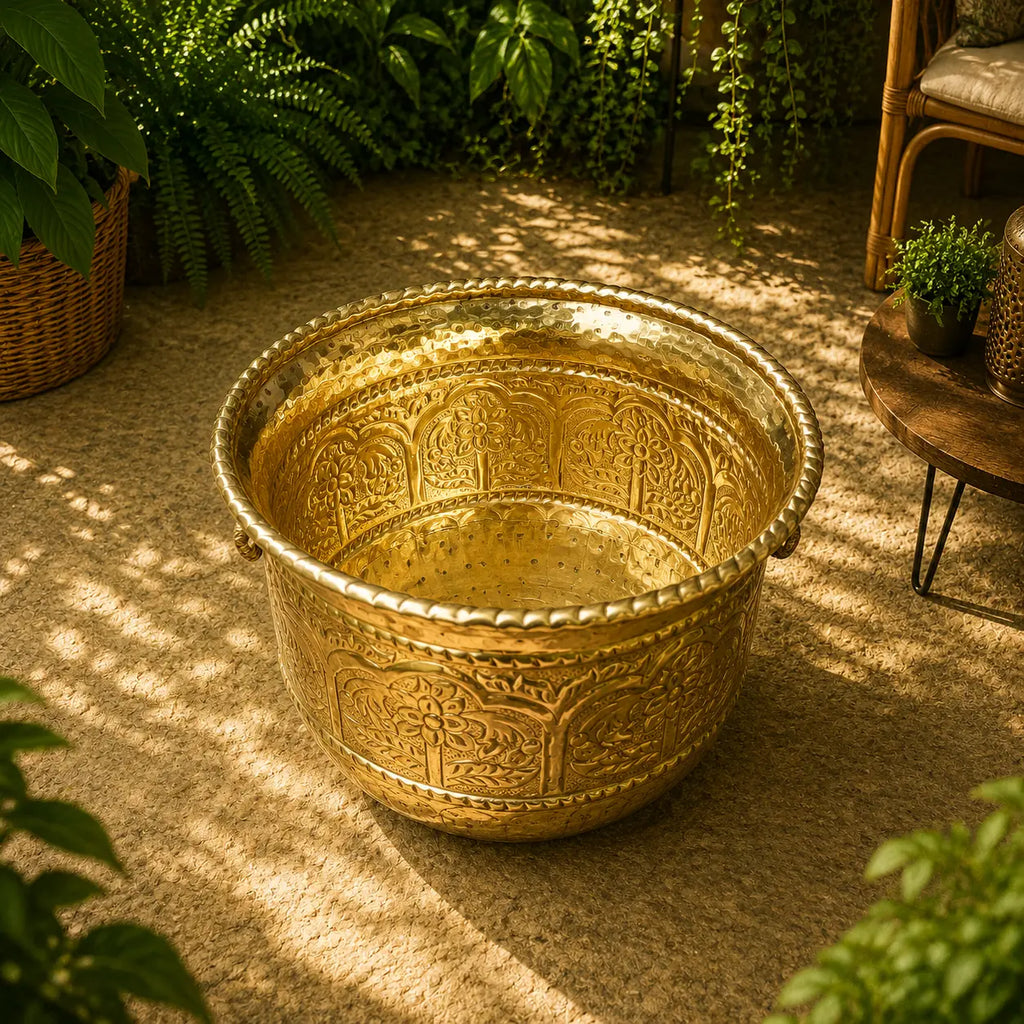 Brass Bucket Planter Pot Vedansh Craft