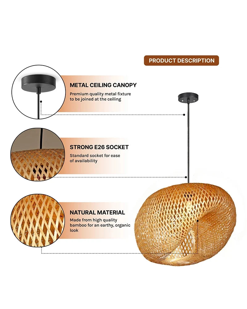Artistic Bamboo Ceiling Light for Home and Balcony