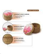 Stylish Seagrass Storage Box with Lid for Wardrobe, Desk & Home Use