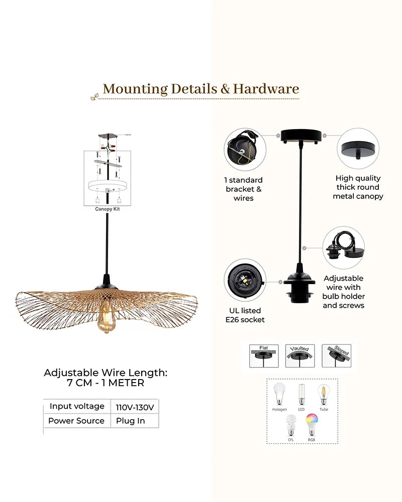 Handmade Bamboo Ceiling Lamp for Living Room Decoration