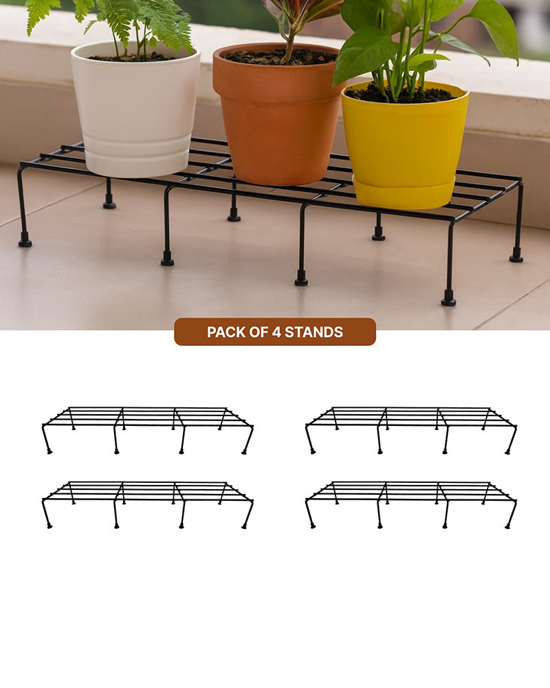 Set of 4 Durable Metal Plant Stands for Indoor and Outdoor Gardens