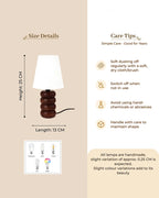 Handcrafted Wooden Table Lamp Textured Linen Shade Warm Light
