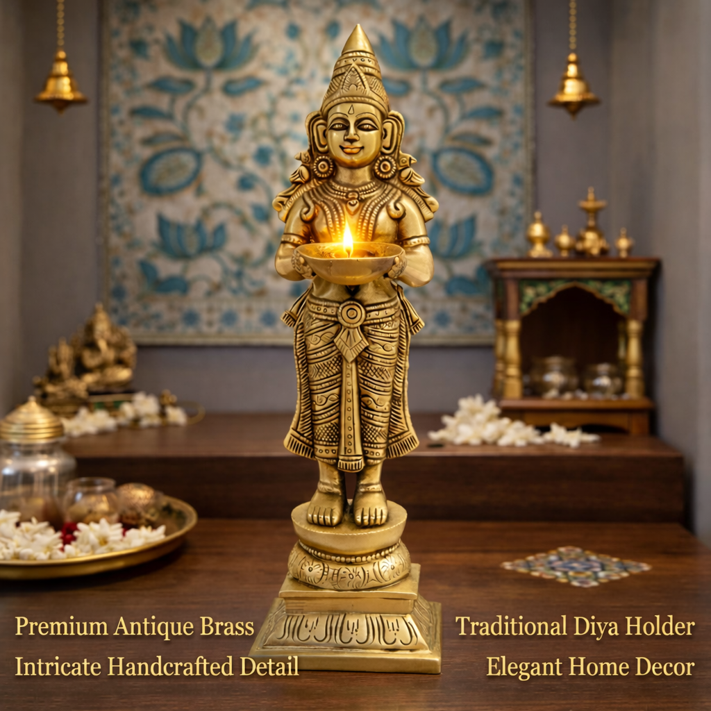 Brass Deep Lakshmi Standing Idol (12.5 Inch) Vedansh Craft