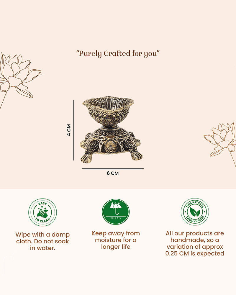 Pure Brass Turtle Diya for Pooja, Home Decor, and Diwali Lighting