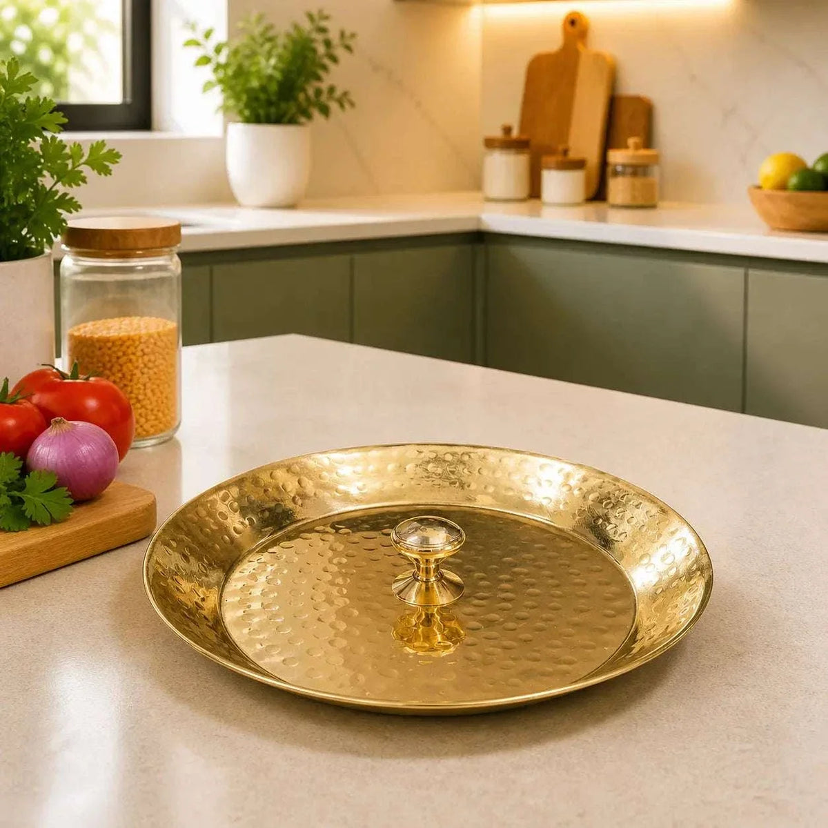 Brass Hammered Vintage Handi / Degchi with Lid Vedansh Craft