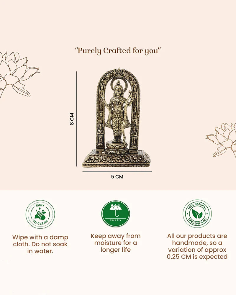 Pure Brass Ram Lala Idol for Home Pooja and Temple Decoration
