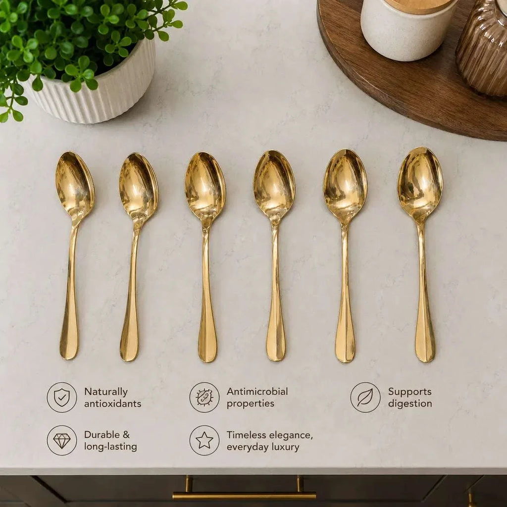 Brass Spoon Set (Pack Of 6) Vedansh Craft