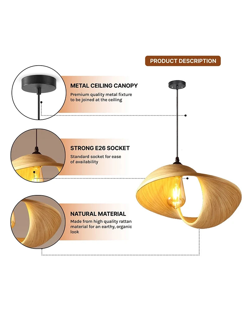 Handmade Bamboo Ceiling Lamp for Home Decor and Hall