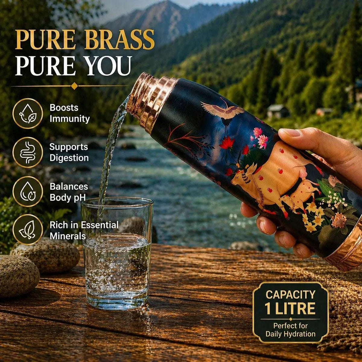 Copper Water Bottle (11.5 Inch) Vedansh Craft