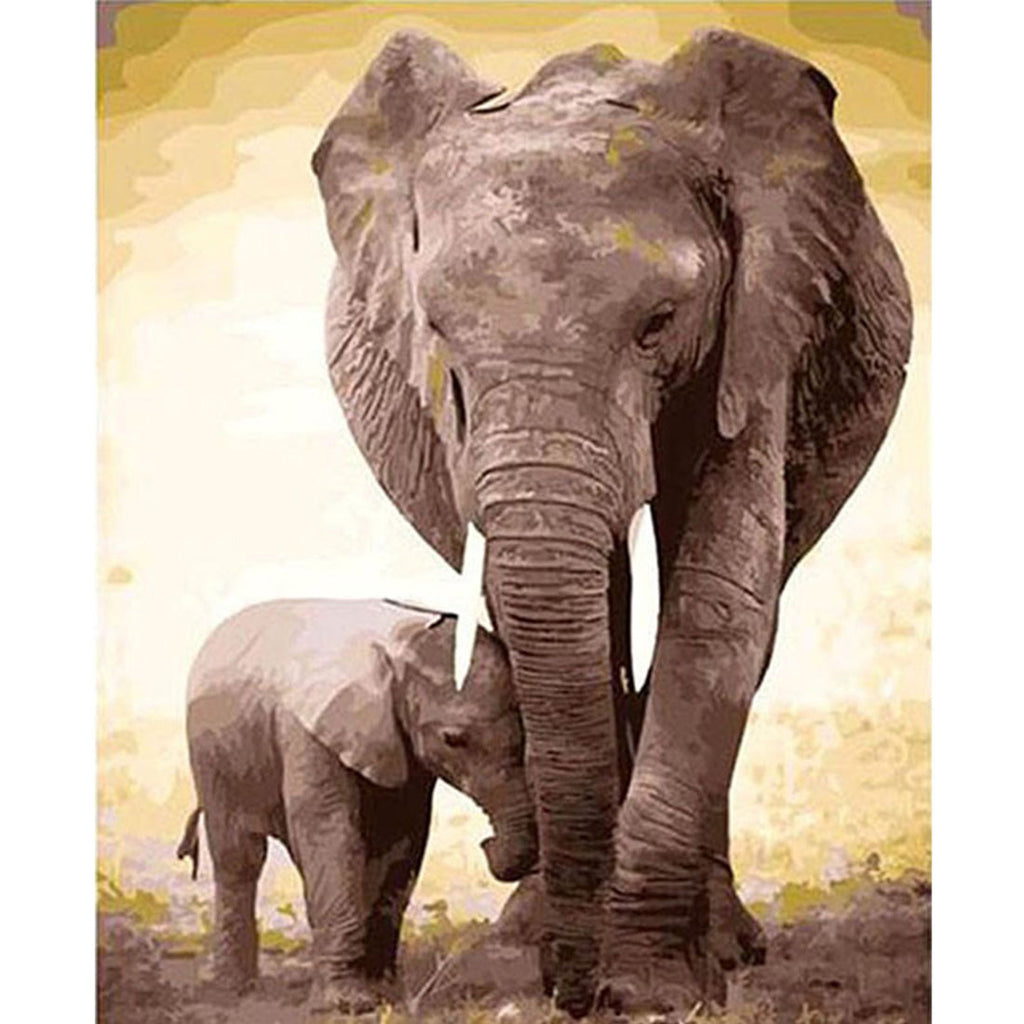 Elephant And Cub DIY Paint By Numbers Kit Nestasia