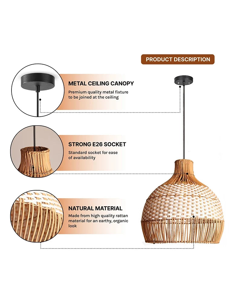 Rattan Hanging Lamps For Living Room and Home Decoration