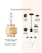 Decorative Bamboo Hanging Lamp for Bedroom and Study Room