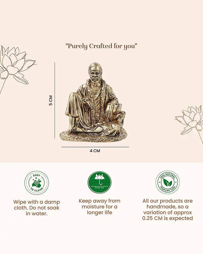 Elegant Sai Baba Idol Brass Figurine for Pooja Needs and Altars