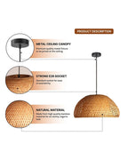 Natural Bamboo Pendant Lamp for Bedroom and Living Room