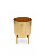 Hancrafted Fluted Metal Plant Pot with Stand for Living Room & Home Décor