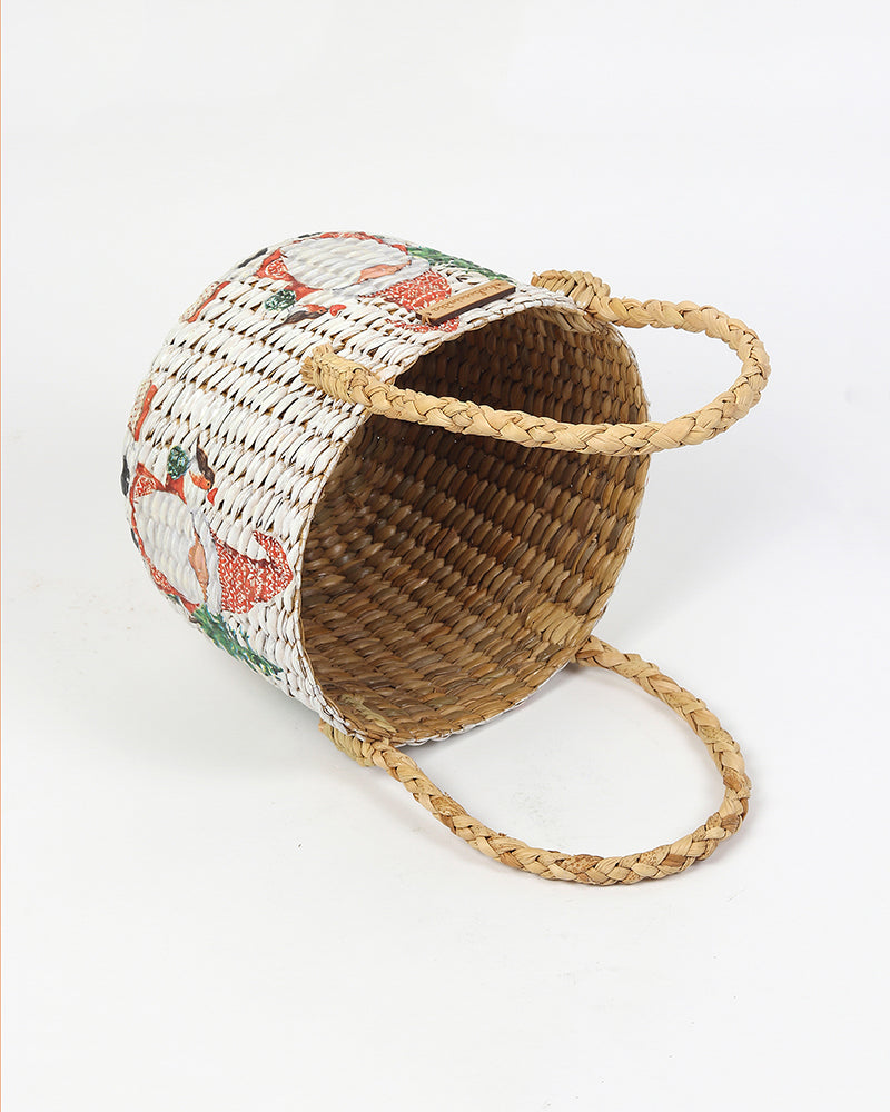 Handwoven Round Seagrass Fruit Basket for Kitchen, Dining, and Home Organization