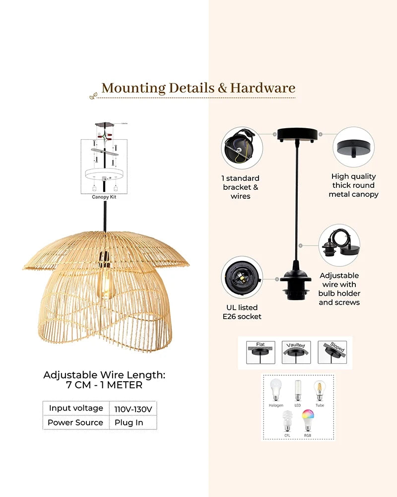 Artistic Bamboo Ceiling Light for Hall and Living Area